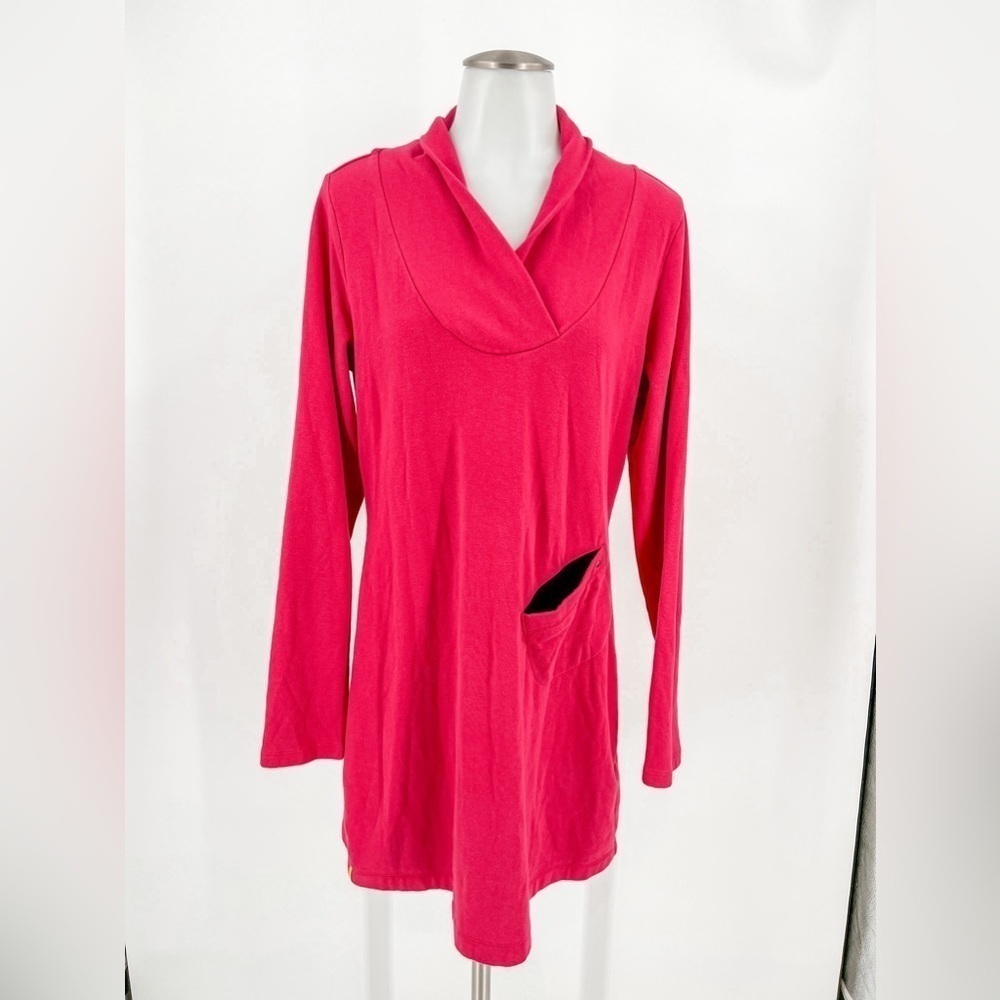 Lole red long sleeve fleece mini dress tunic cowl neck